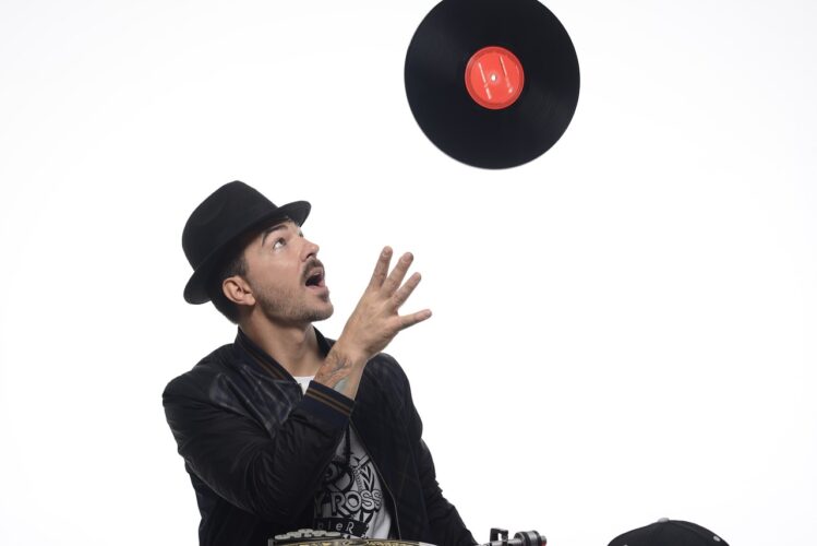 DJ with vinyl record