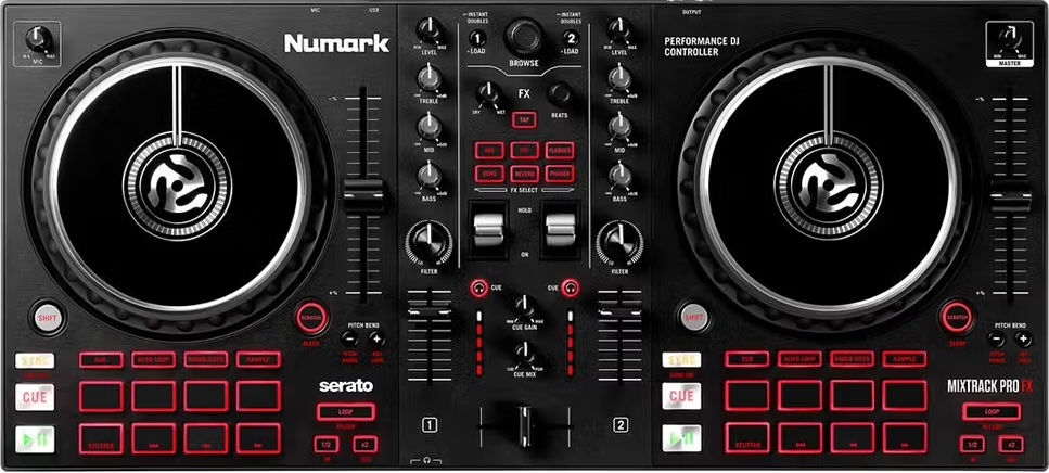 The Numark Mixtrack Pro FX DJ controller.